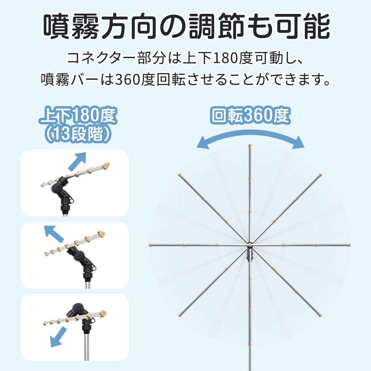 Amazon.co.jp: FIELDOOR ミストシャワー スタンド付き ノズル7個 高さ